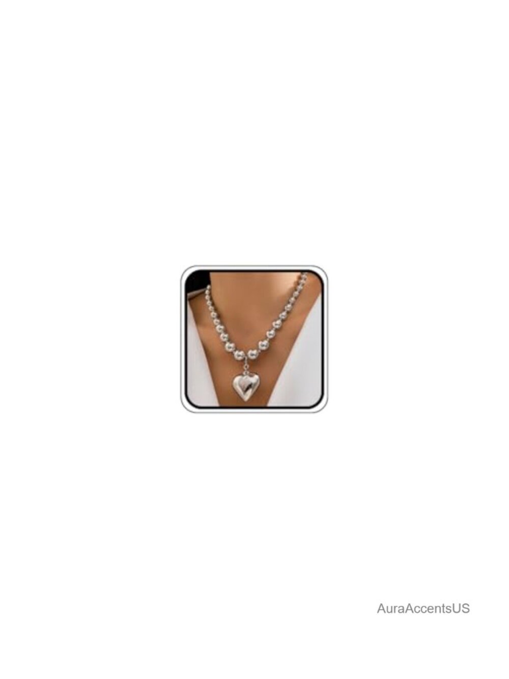 Chunky Gold Beaded Large Heart Statement Necklace Adjustable Choker Y2K Punk